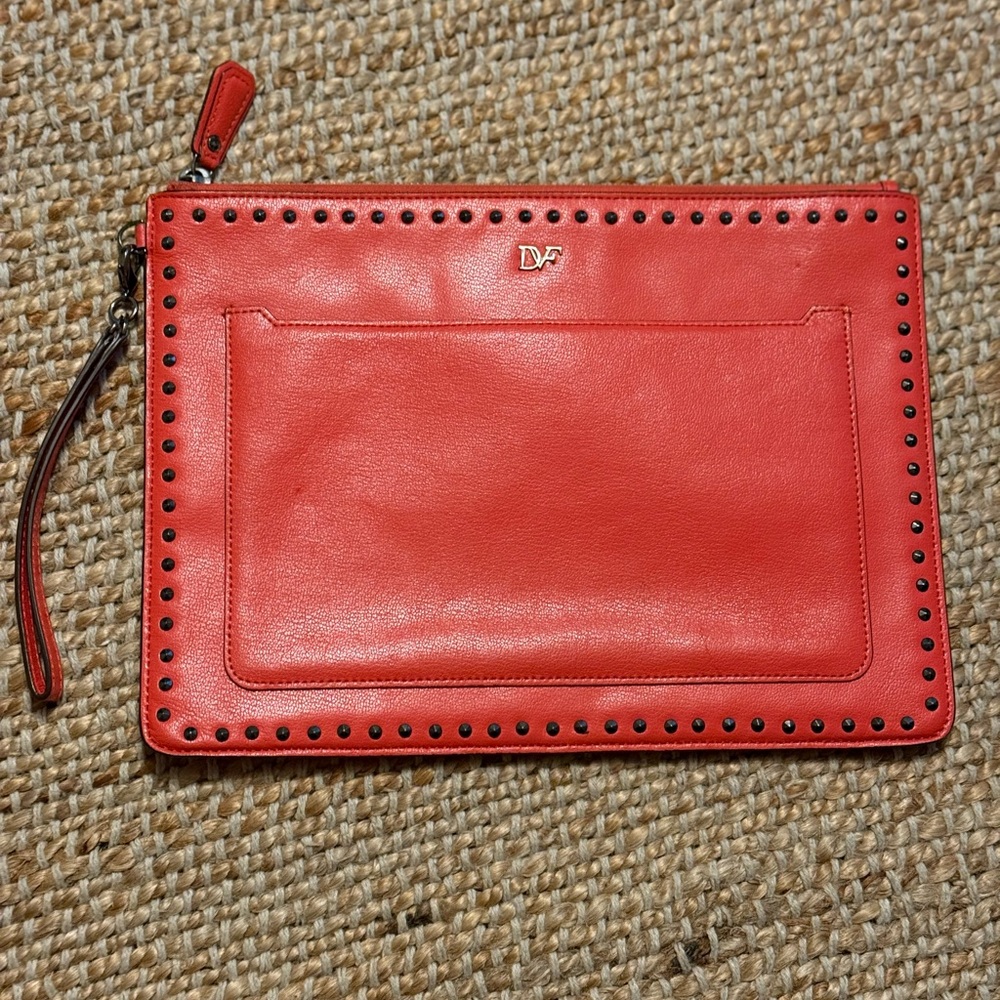 Diane Von Furstenberg Red Studded Clutch